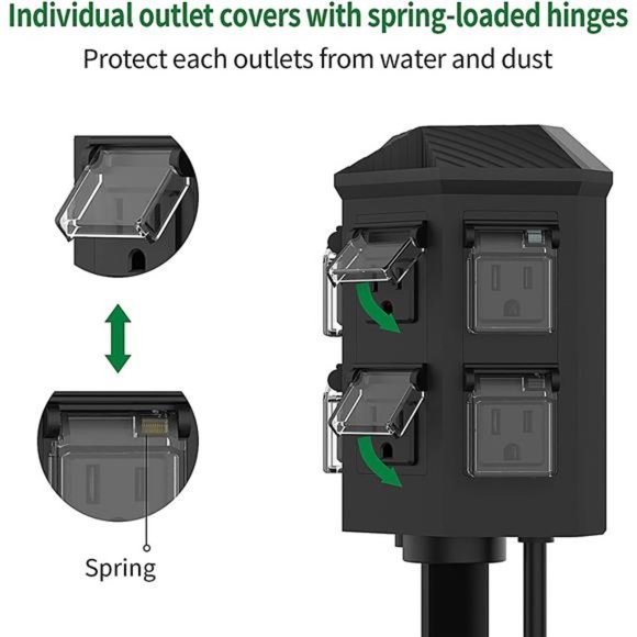 Power Strip Timer, Dusk to Dawn Sensor Outdoor, 6 Ft Extension Cord Waterproof - Picture 6 of 7